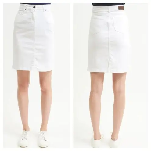 Saint James Jeans Elfy Denim Skirt White High Rise Stretch Pencil Women's 4