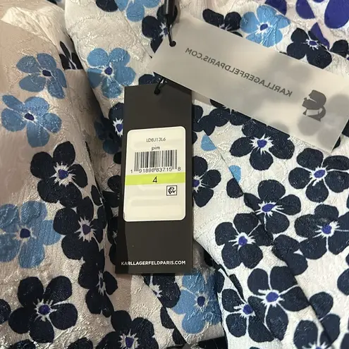 Karl Lagerfeld NWT  All Over Print Dress Floral White Blue