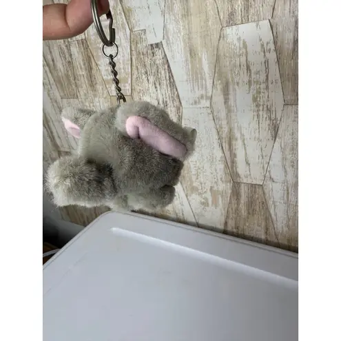 Vintage Swibco Gray Plush Elephant Head Keychain Stuffed Bag Charm