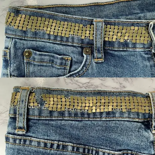 Stamp 10 Blue Metal Detail Custom Cutoff Shorts 4