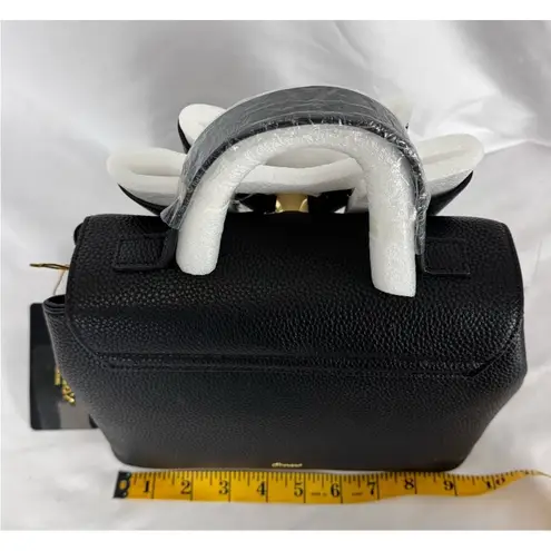 Grosee Black Faux Leather Top Handle Bow Accent Satchel Bag