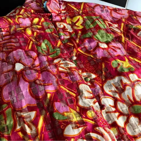 Vintage 60s Marita by Anthony Maruto House Dress Red Pink Metallic Gold size M Multiple Size M