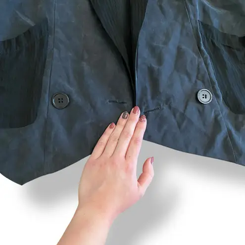 Heartloom Silk Buttoned Blazer Womens Size XS Gray Black Business Luxury