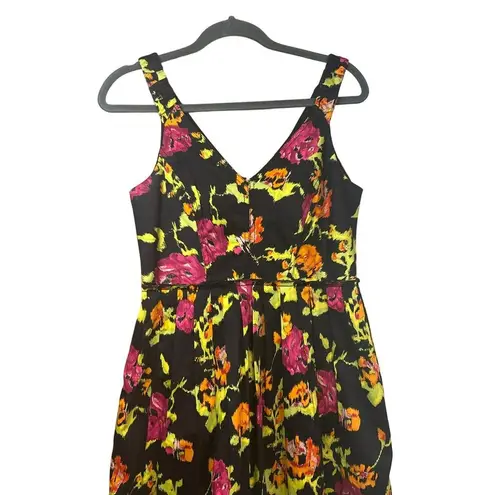 Kay Unger VTG  New York Ladies V Neck Summer Floral Sleeveless Floral Dress SZ 8