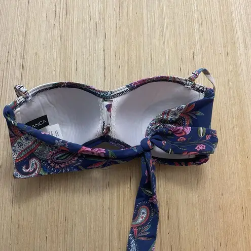 La Blanca Womens Beachwear Nylon Bikini Swim top Paisley Floral Size 8 Blue Pink