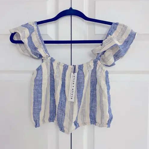 Alice + Olivia Celestia Flutter Sleeve Blouson Crop Top