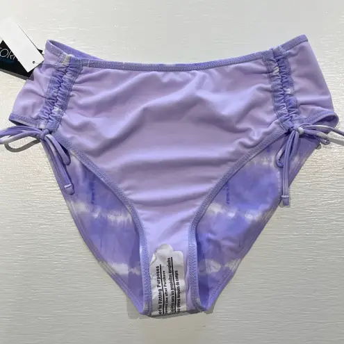 California Waves New Tie Dye High Waisted Bikini Swim Bottoms Purple