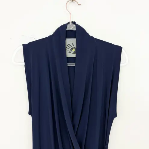 Norma Kamali x Everlast Navy Draped Sleeveless Midi Dress