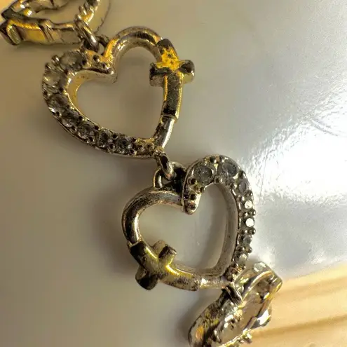 Rhinestone Heart cross Link Bracelet