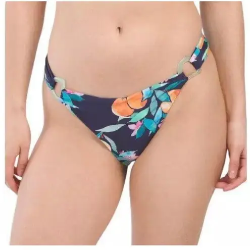 La Blanca Sunshine Navy Peach Halter Fruit Floral 2 Piece Bikini Swimsuit Set 8