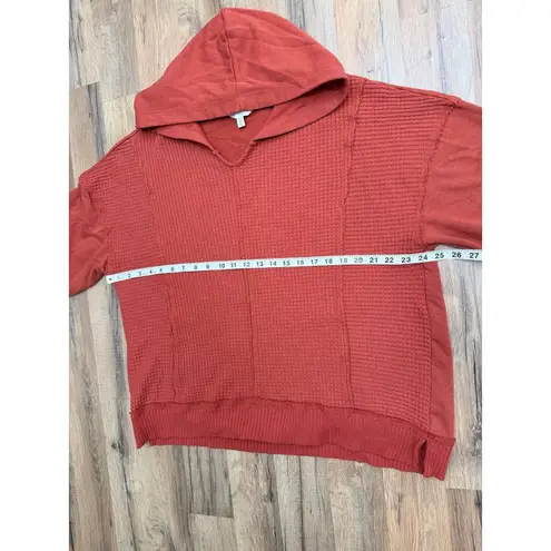 Rust Waffle Knit Hoodie XXL | Time and Tru Oversized Pullover | Cozy Fall Top Orange Size undefined - Image 7