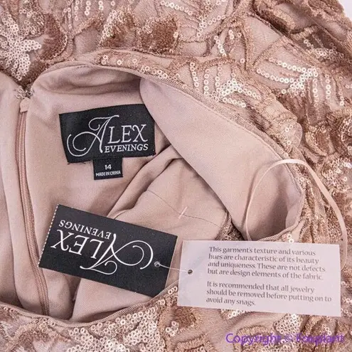 Alex Evenings NEW Alex Evenings cap sleeve Embroidered Sequin Lace Dress, 14