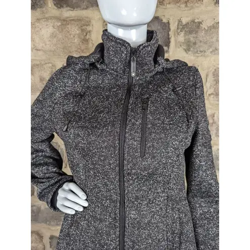 HFX Halifax High Performance Hooded Luna Black Gray Knit Full Zip Jacket Size M