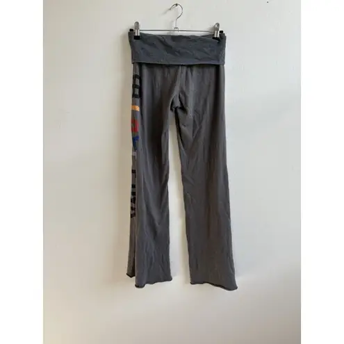 Vintage Victoria’s Secret PINK Yoga Pants Fold Over Waist “86 LOVE PINK” Gray XS