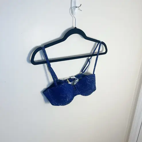 ONIA Womens Dalia Textured Bikini Top Blue Size Medium New