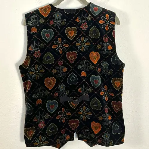 Ruff Hewn Vintage 80s 90s Bohemian Whimsical Velvet Folk Art Vest Size Medium