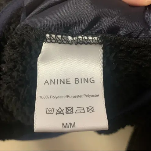 ANINE BING Sierra Pullover in Black Size Medium Teddy Sherpa