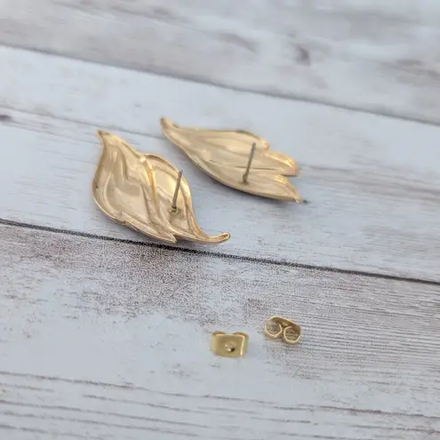 Vintage Earrings for Pierced Ears Red & Gold Tone Large Statement