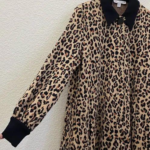 St. John Vintage Separates Leopard Cheetah Animal Print Sweater Dress Coat L
