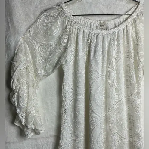 LIldy Full Lace Tunic Elegant ivory Lace Blouse size S White