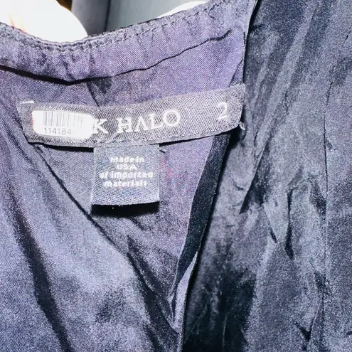 Black Halo Women's Silk Black Top Skinny Fitted Pockets Jumpsuit Size 2