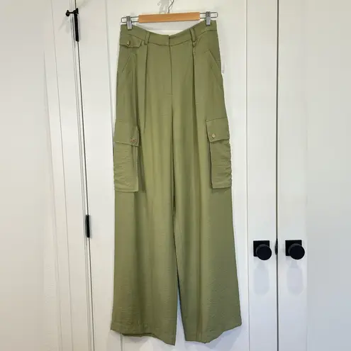 Ramy Brook Emil Cargo Pants Wide Leg High Waist Olive Green 10 City Chic Bold