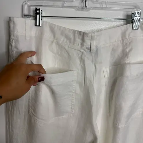 Massimo Dutti NWT Women's Wide Leg 100% Linen Pants In White Size 12 - Image 9