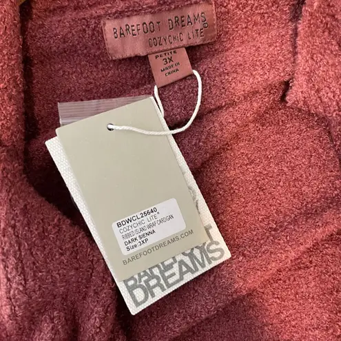 Barefoot Dreams CozyChic Lite Ribbed Island Wrap Cardigan Dark Sienna 3XP