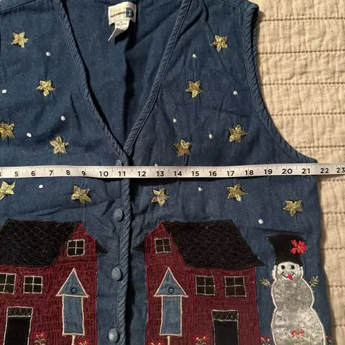 Paul Harris VTG Vest Women’s Med Winter Snowman Cardinal Birds Artsy Grandmacore