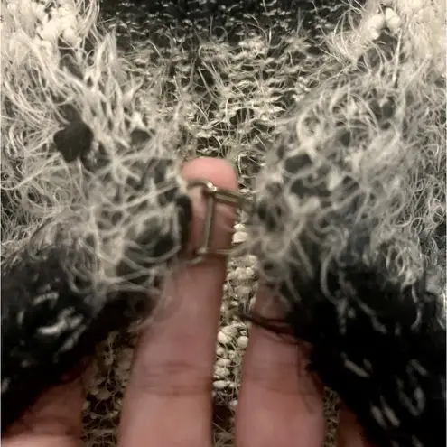 Kontrol Sweater Fringe Open Front Cardigan Boho Festival Med Black White Jardigan