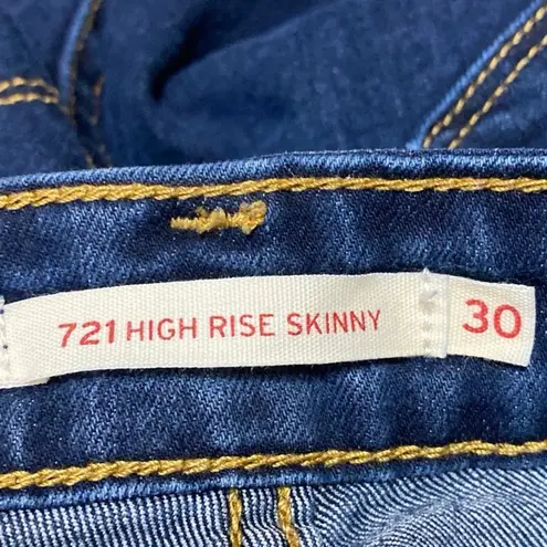 Levi's  721 High Rise Skinny Women's Blue Dark Wash Cropped Denim Jeans Size 30