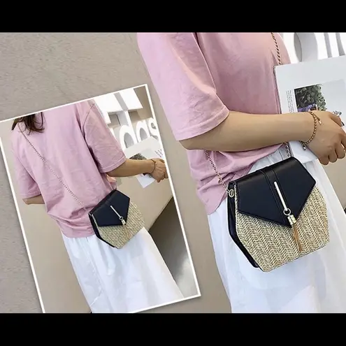 Chic Rattan Hexagon Crossbody Shoulder Bag