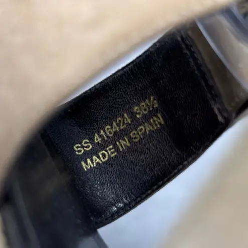 Saint Laurent Platform Espadrille Wedge Sandal Heels Ankle Wrap Tan Suede 38.5