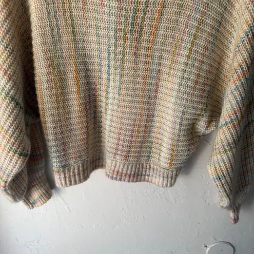 Blue Blush  Multicolored Striped Knit Sweater Pastel Rainbow Women's Size L