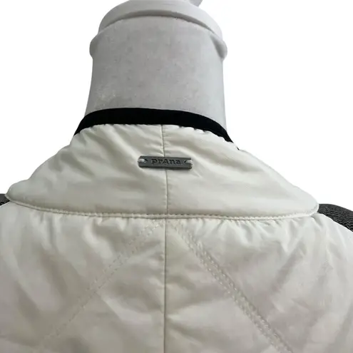 prAna Lightweight Full Zip Quilted Vest Pockets White Gray Women's size XL