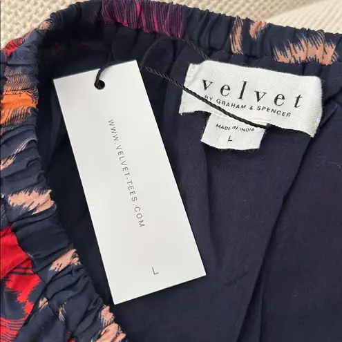 Velvet by Graham & Spencer Edlin Printed Silk Cotton Voile, Twilight,Large, NWT Black