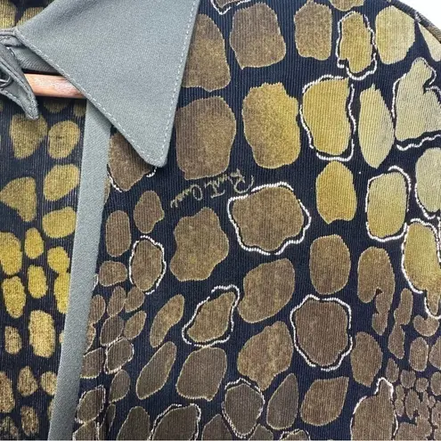 Artex Collection Crocodile Reptile Print Cardigan Blouse Size XXL Green