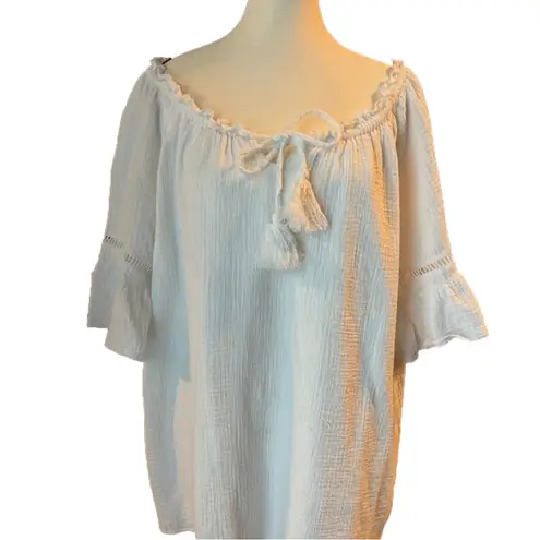 MINKPINK  boutique fully lined white gauze top w/ties, size S but fits up to XL