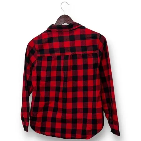44°North Red Black Buffalo Plaid Flannel Shirt Womens Small Button