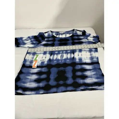 Counterparts Womans XL Blue Black White Tye-dye Long Sleeve Pullover Blouse