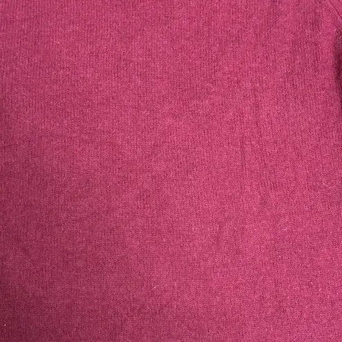 Minnie Rose Burgundy V Neck Distressed Fray Edge Cashmere Sweater XS