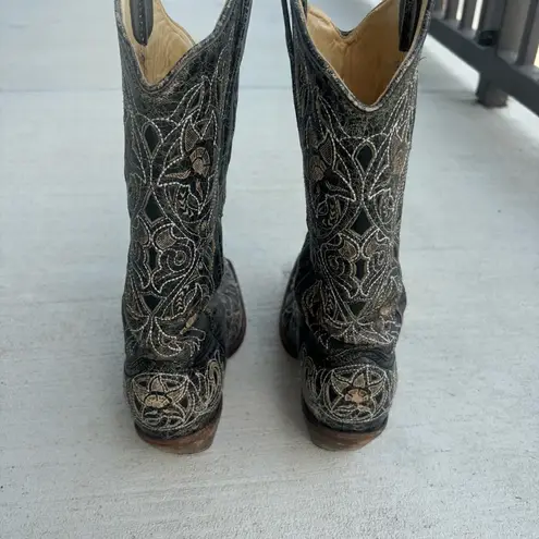 Corral Western Cowgirl Boots Sz 6 1/2M Vintage line Manufactured Distress Design