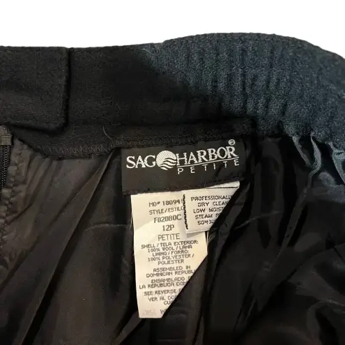 Vintage Sag Harbor 100% Wool Long Black Skirt Size 12P