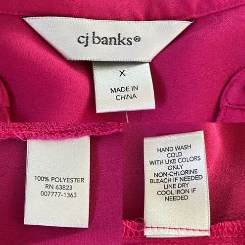 cj banks Blouse Fuchsia 14W X Pink Jeweled Long Sleeve New