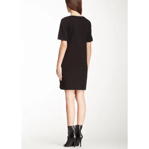 Tibi Italian ponte split neck black dress