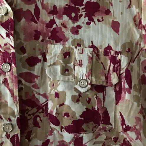 Karen Scott Womens Buttoned Down Shirt 3/4 Sleeves 100% Cotton Tunic Style