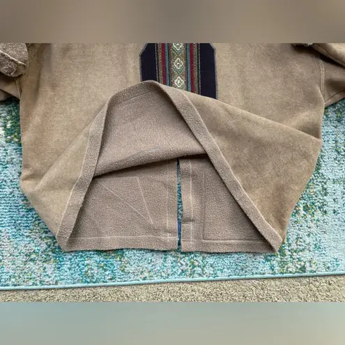 Vintage 90s Creative Coyote denim beaded appliqué button sweatshirt, size large Tan