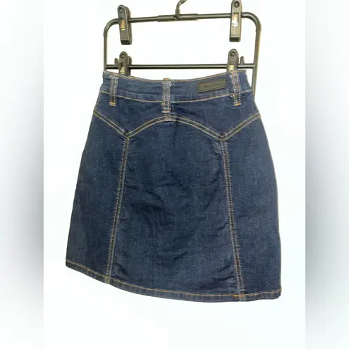 BLANK NYC Blue A-Line Jean Skirt Snap Buttons Rodeo Western Chic Cotton Rayon 24