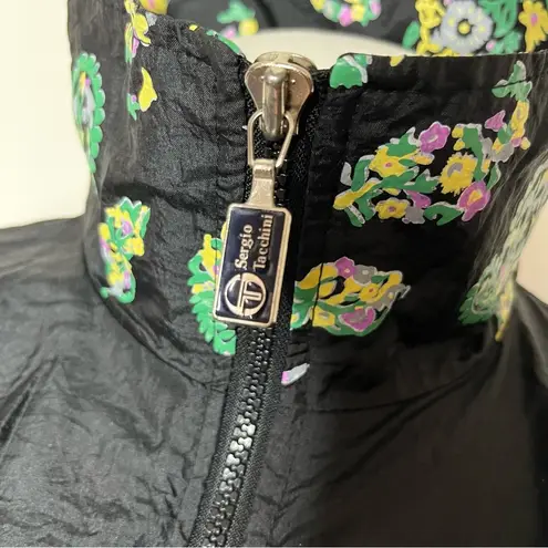 SERGIO TACCHINI Black Nylon Jacket Floral Paisley Size 8 Vintage Korea