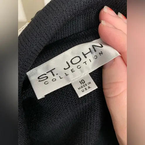 St. John Collection Santana Knit Navy Blazer Sz 10 with matching skirt